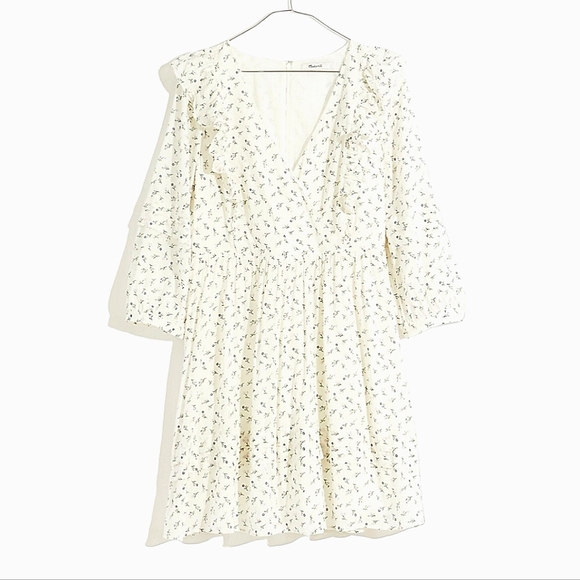 Madewell Dresses & Skirts - NWT Madewell White Ruffled Pleat-Sleeve Ditsy Floral Mini Dress Spring Fling